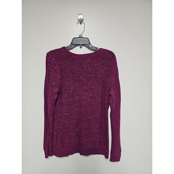 Old Navy Womens Sweater Large Chunky Cable Knit Burgundy Pink Cotton Blend - Picture 3 of 8